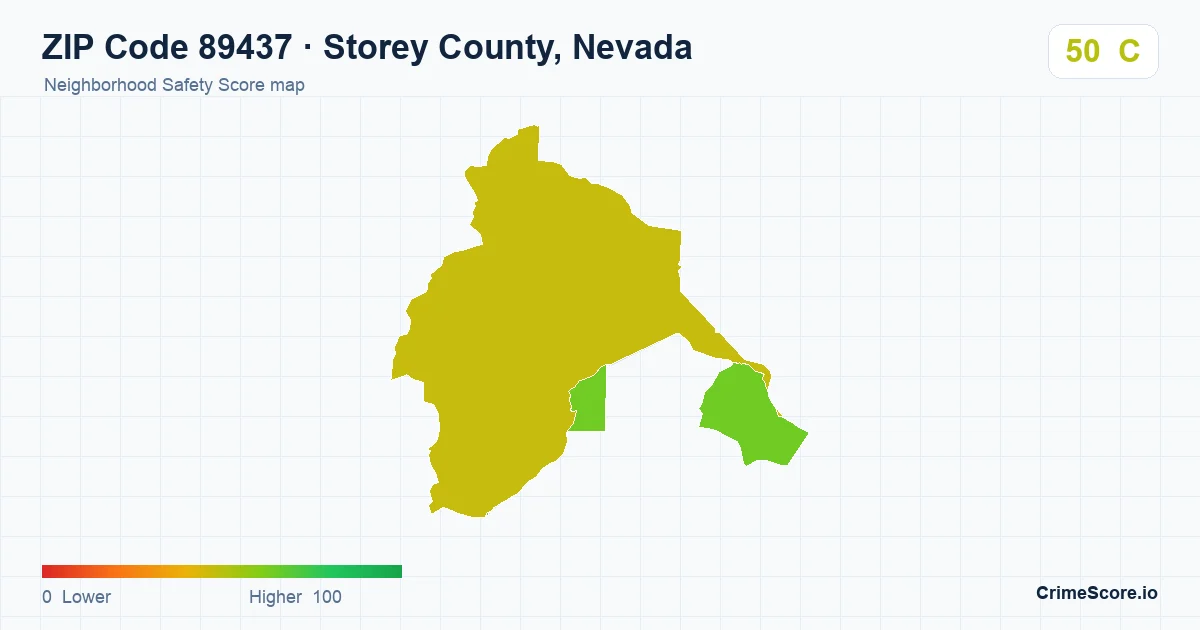 ZIP Code 89437 in Storey County, Nevada neighborhood Safety Score map