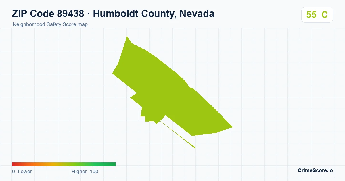 ZIP Code 89438 in Humboldt County, Nevada neighborhood Safety Score map