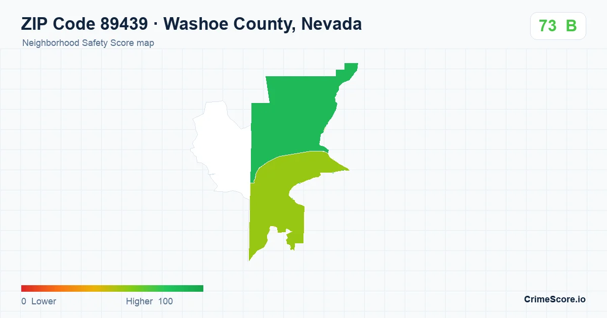ZIP Code 89439 in Washoe County, Nevada neighborhood Safety Score map