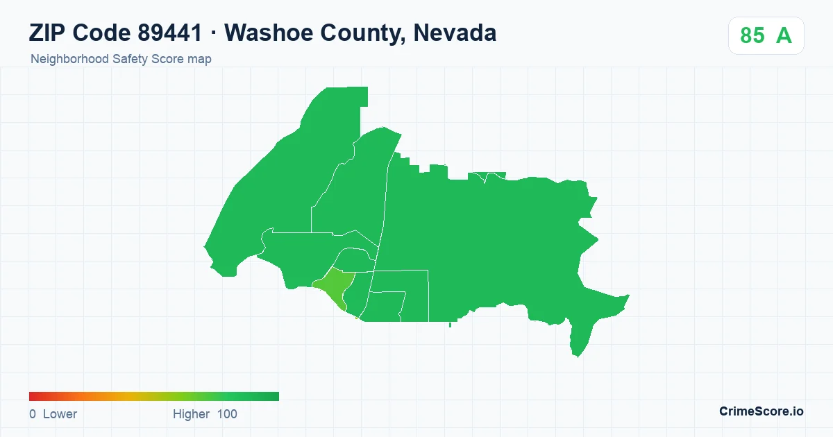 ZIP Code 89441 in Washoe County, Nevada neighborhood Safety Score map