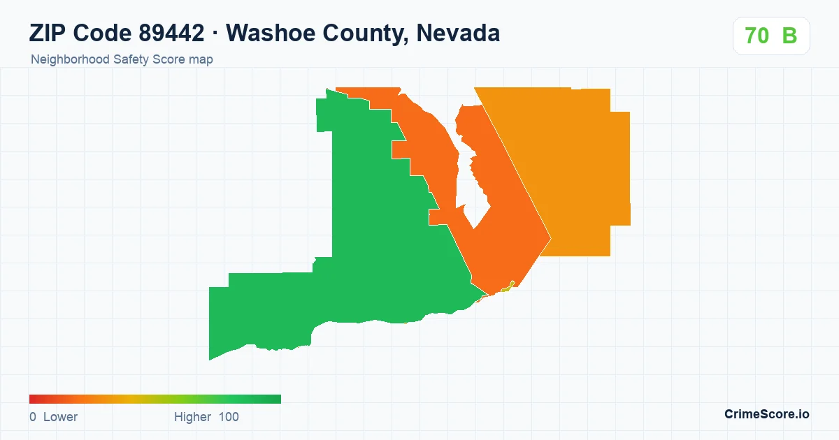 ZIP Code 89442 in Washoe County, Nevada neighborhood Safety Score map