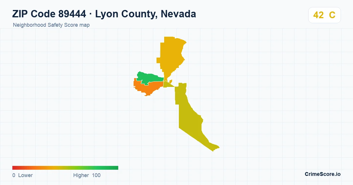 ZIP Code 89444 in Lyon County, Nevada neighborhood Safety Score map