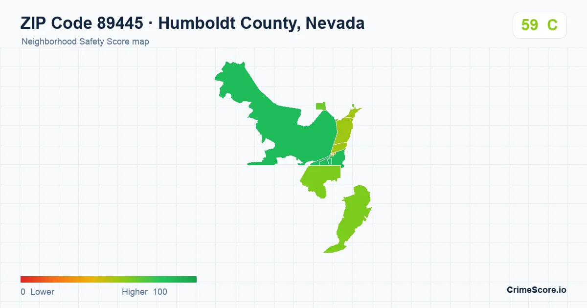 ZIP Code 89445 in Humboldt County, Nevada neighborhood Safety Score map