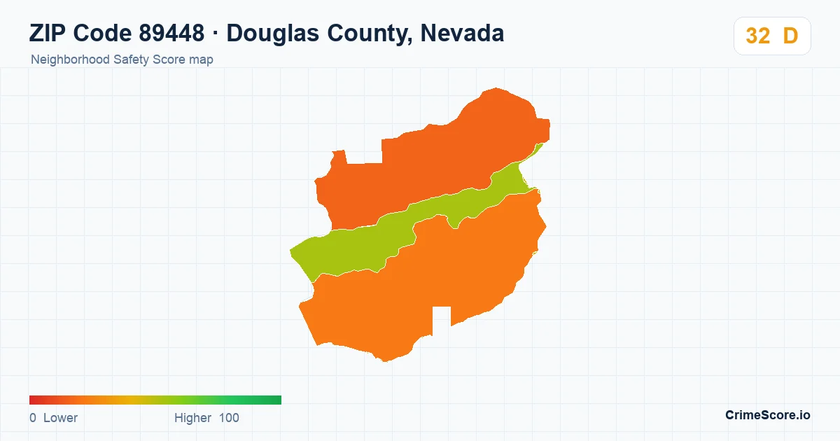 ZIP Code 89448 in Douglas County, Nevada neighborhood Safety Score map