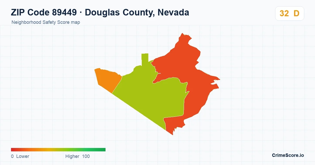 ZIP Code 89449 in Douglas County, Nevada neighborhood Safety Score map