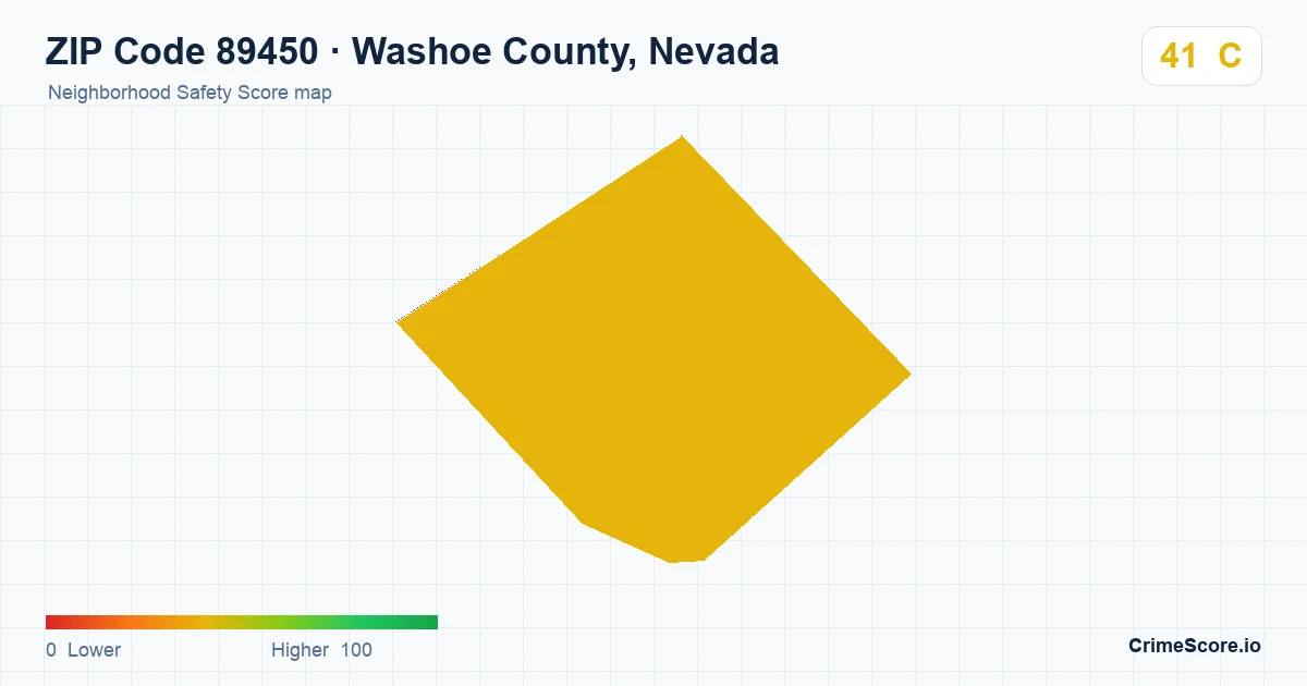 ZIP Code 89450 in Washoe County, Nevada neighborhood Safety Score map