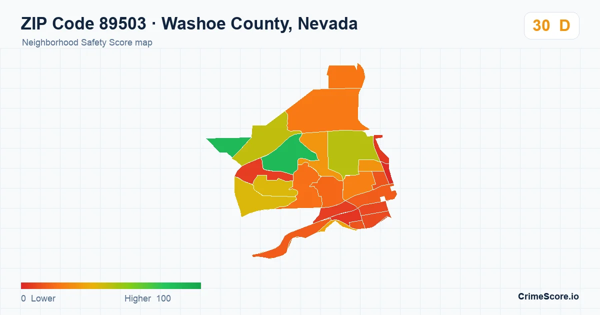ZIP Code 89503 in Washoe County, Nevada neighborhood Safety Score map