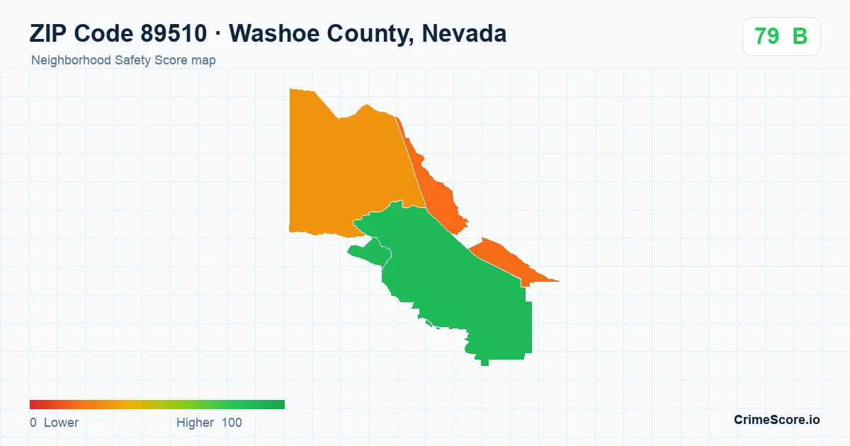 ZIP Code 89510 in Washoe County, Nevada neighborhood Safety Score map