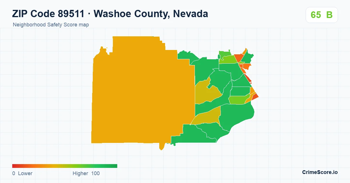 ZIP Code 89511 in Washoe County, Nevada neighborhood Safety Score map