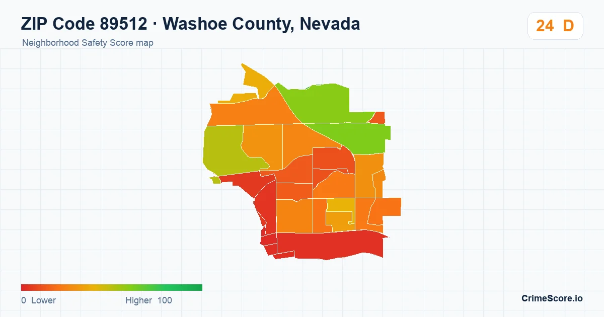 ZIP Code 89512 in Washoe County, Nevada neighborhood Safety Score map