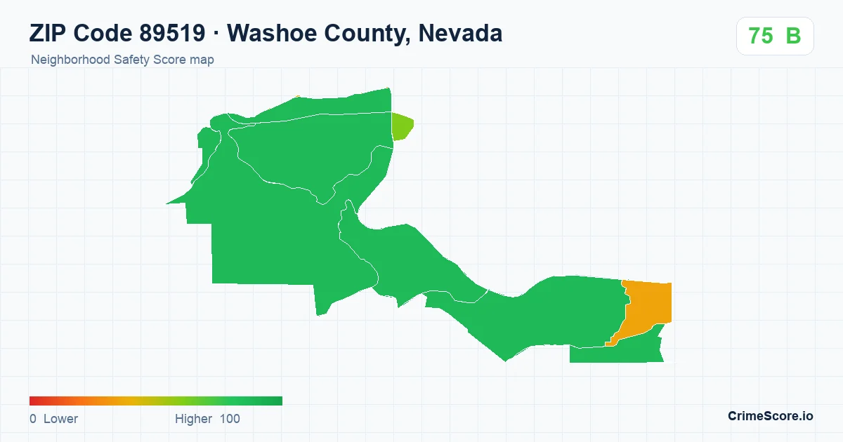 ZIP Code 89519 in Washoe County, Nevada neighborhood Safety Score map