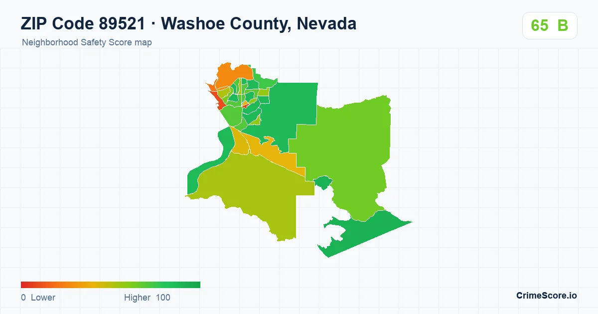 ZIP Code 89521 in Washoe County, Nevada neighborhood Safety Score map
