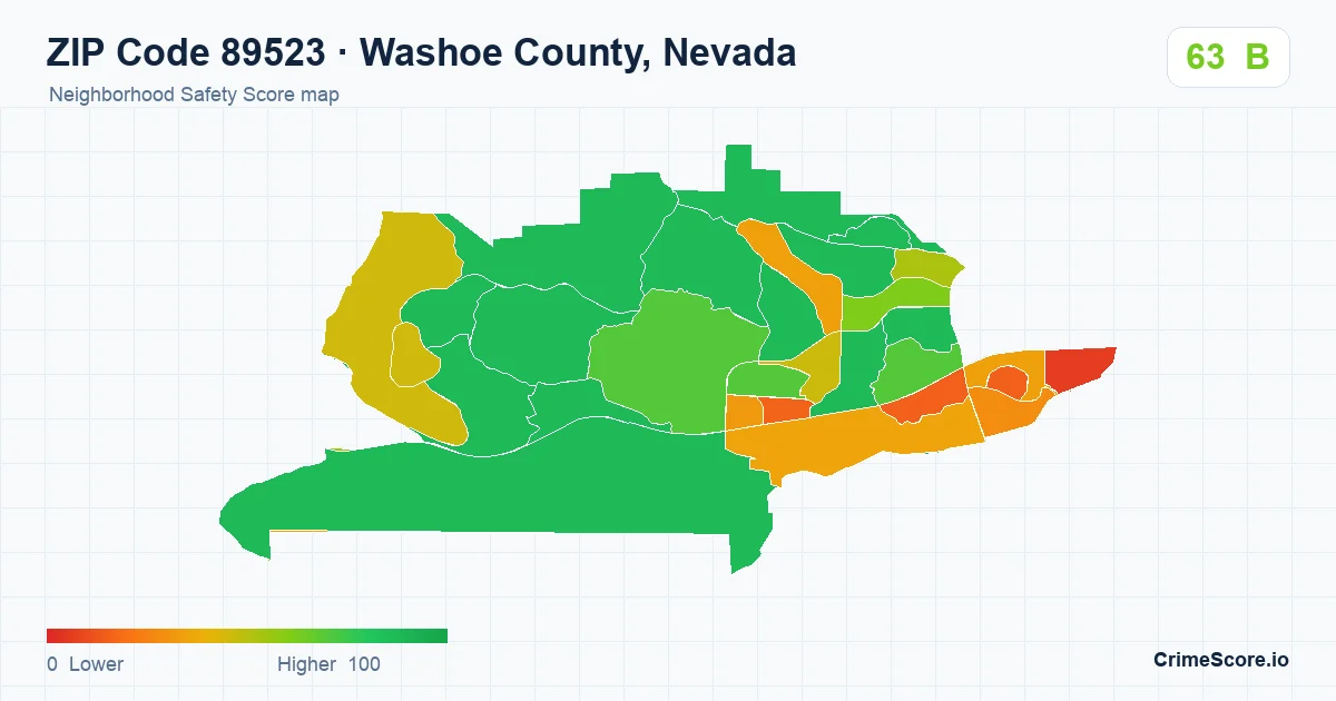 ZIP Code 89523 in Washoe County, Nevada neighborhood Safety Score map