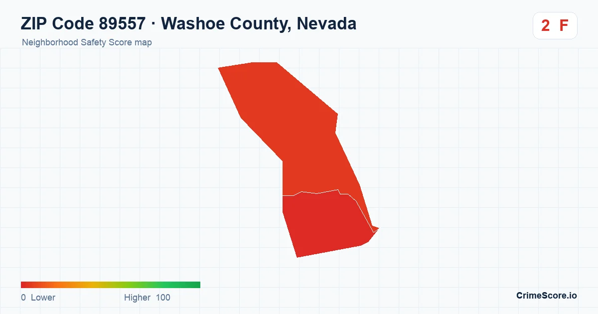 ZIP Code 89557 in Washoe County, Nevada neighborhood Safety Score map