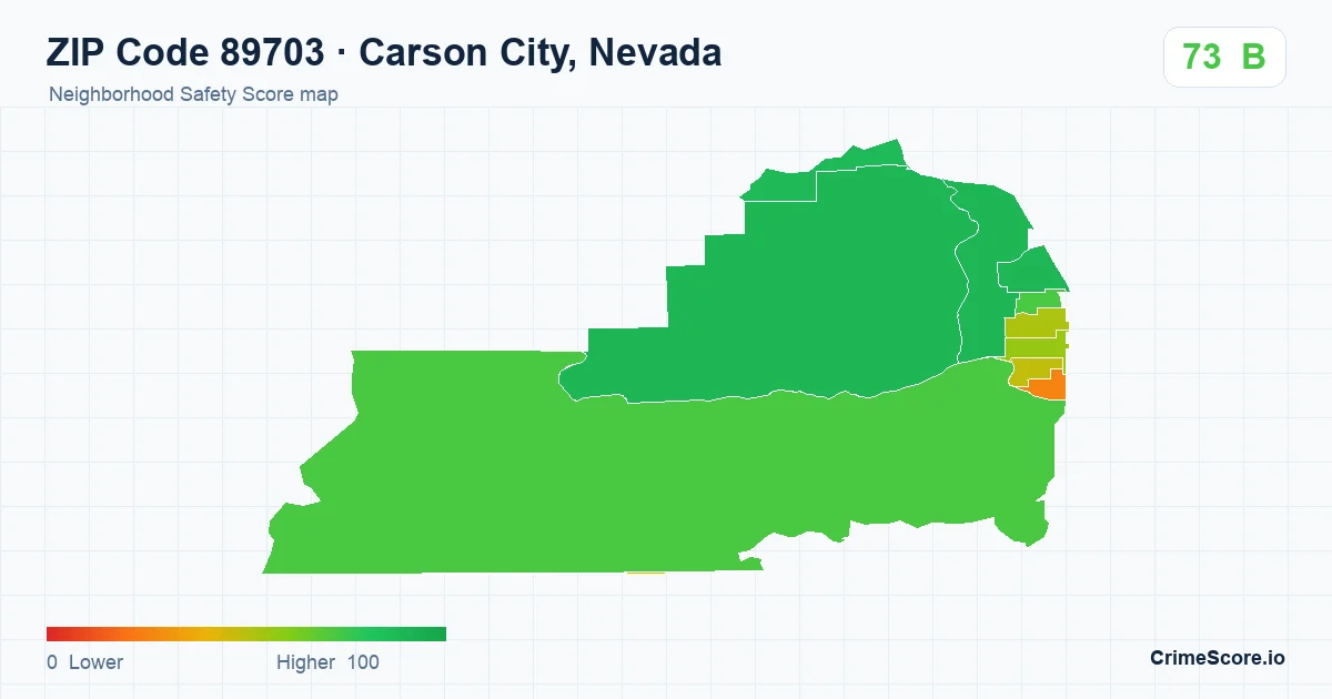 ZIP Code 89703 in Carson City, Nevada neighborhood Safety Score map