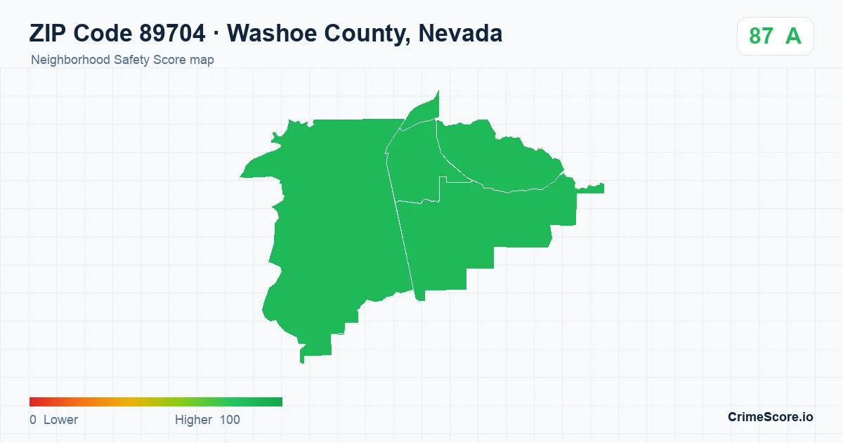 ZIP Code 89704 in Washoe County, Nevada neighborhood Safety Score map