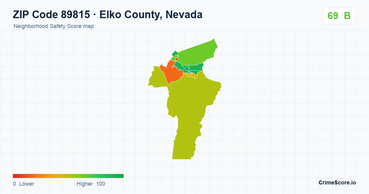 ZIP Code 89815 in Elko County, Nevada neighborhood Safety Score map