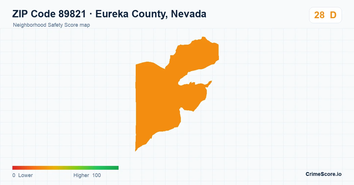 ZIP Code 89821 in Eureka County, Nevada neighborhood Safety Score map