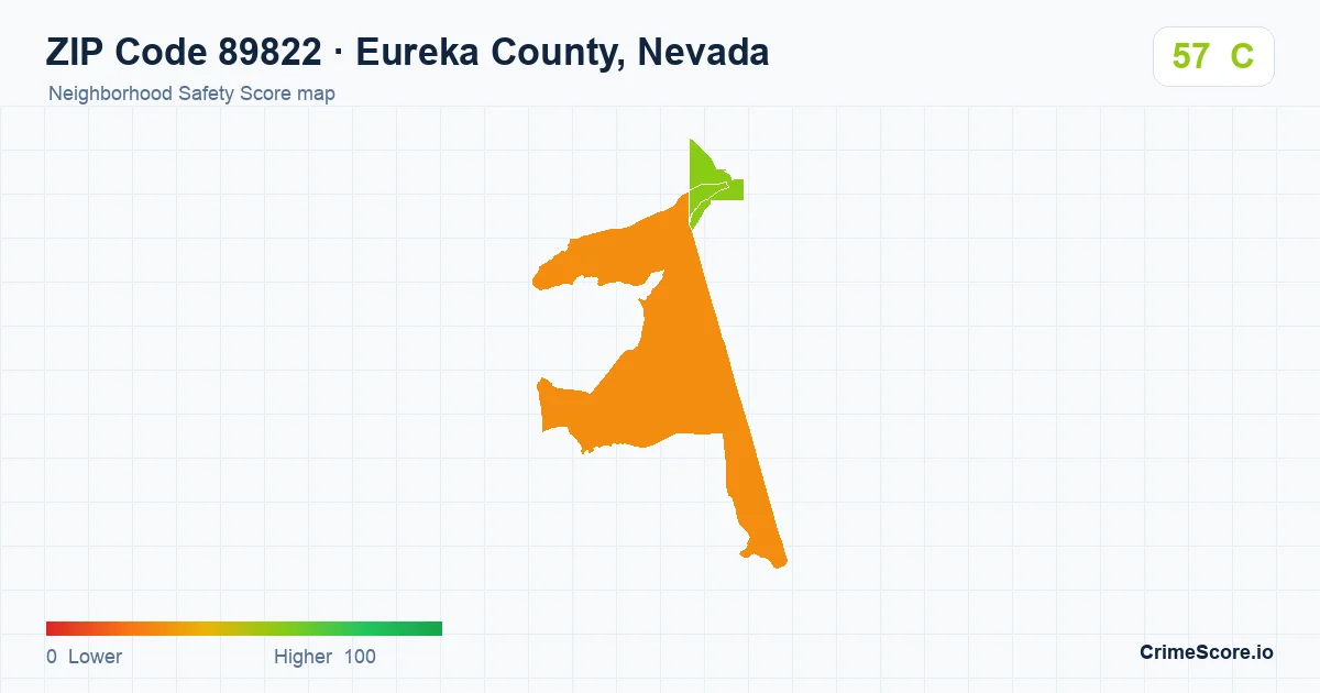 ZIP Code 89822 in Eureka County, Nevada neighborhood Safety Score map