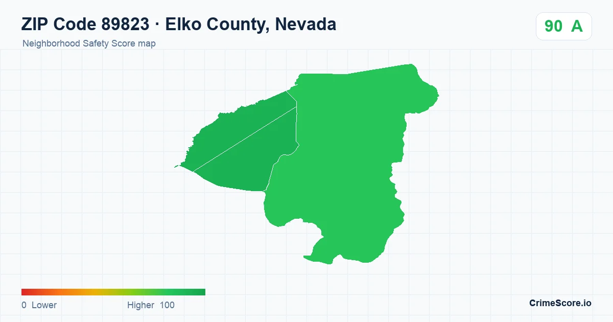 ZIP Code 89823 in Elko County, Nevada neighborhood Safety Score map