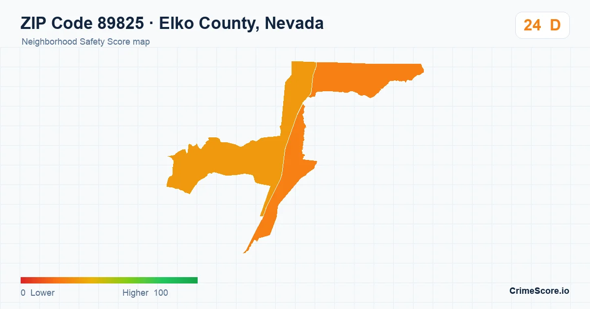 ZIP Code 89825 in Elko County, Nevada neighborhood Safety Score map