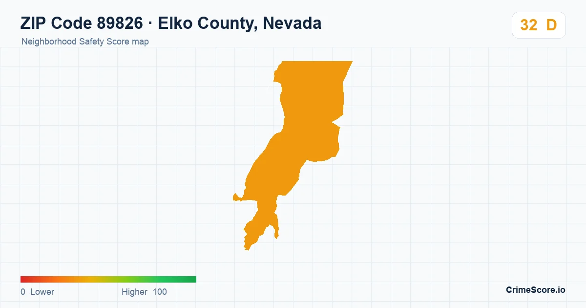 ZIP Code 89826 in Elko County, Nevada neighborhood Safety Score map