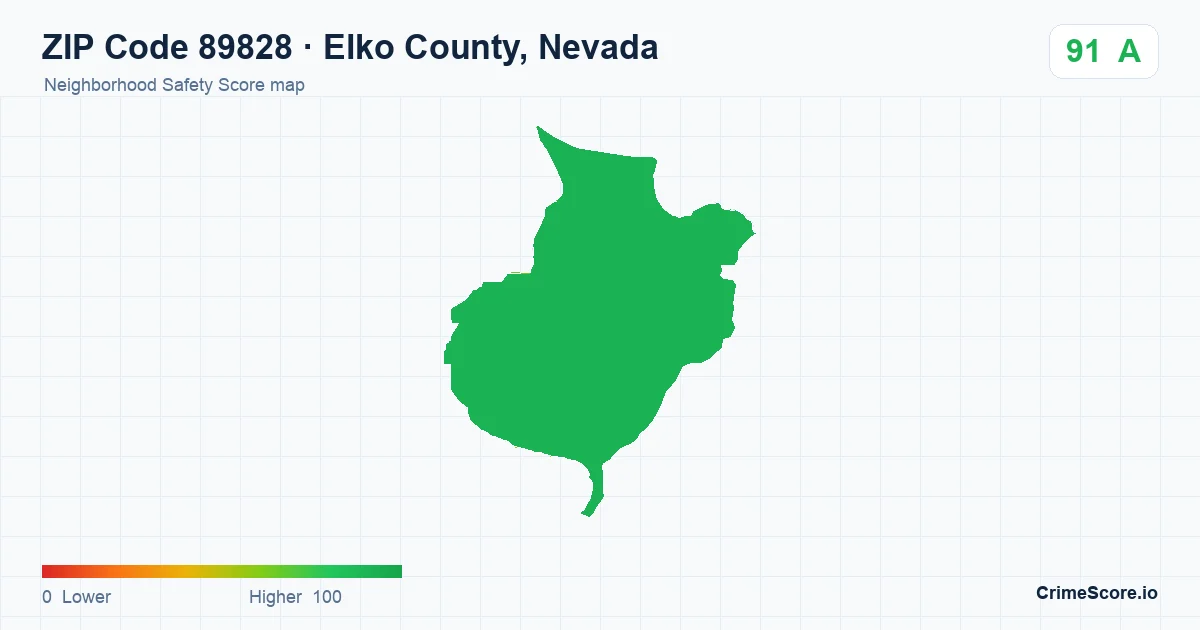 ZIP Code 89828 in Elko County, Nevada neighborhood Safety Score map