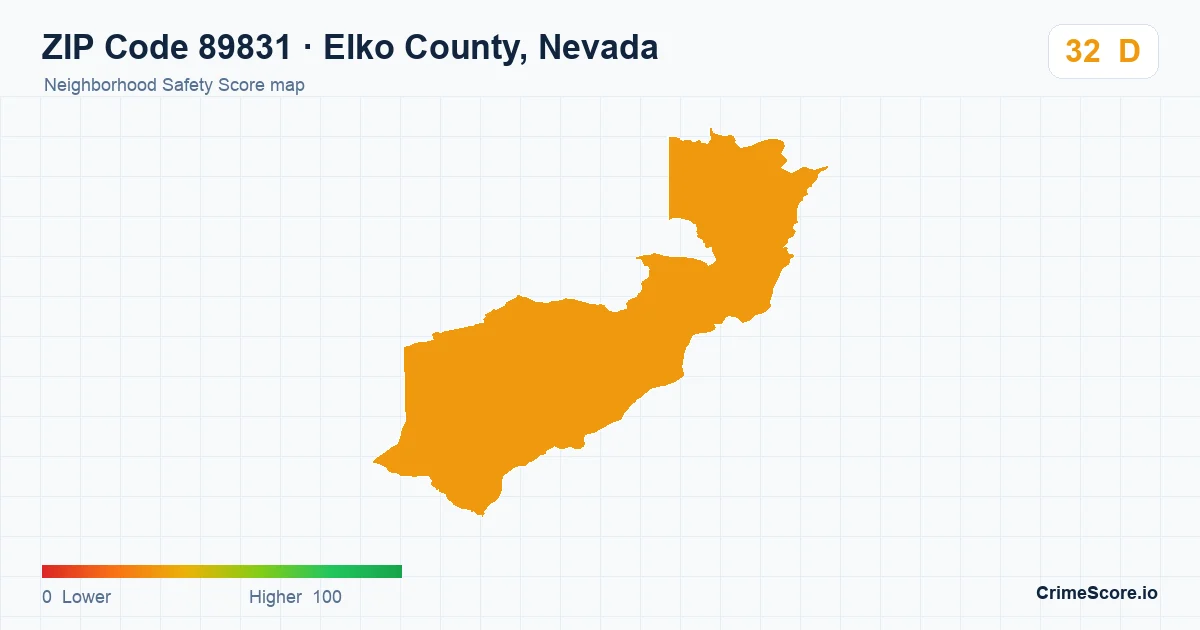 ZIP Code 89831 in Elko County, Nevada neighborhood Safety Score map