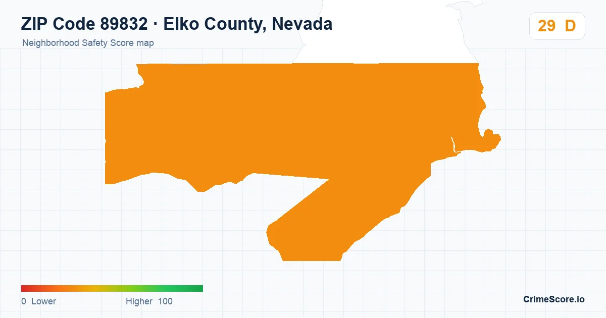 ZIP Code 89832 in Elko County, Nevada neighborhood Safety Score map