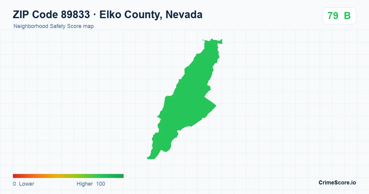 ZIP Code 89833 in Elko County, Nevada neighborhood Safety Score map