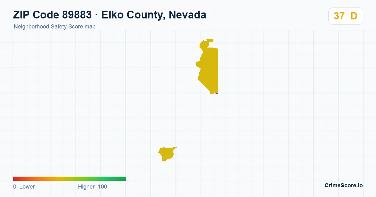 ZIP Code 89883 in Elko County, Nevada neighborhood Safety Score map