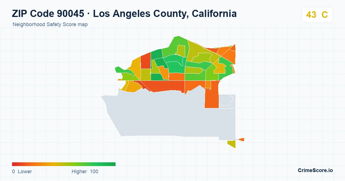 ZIP Code 90045 in Los Angeles County, California neighborhood Safety Score map