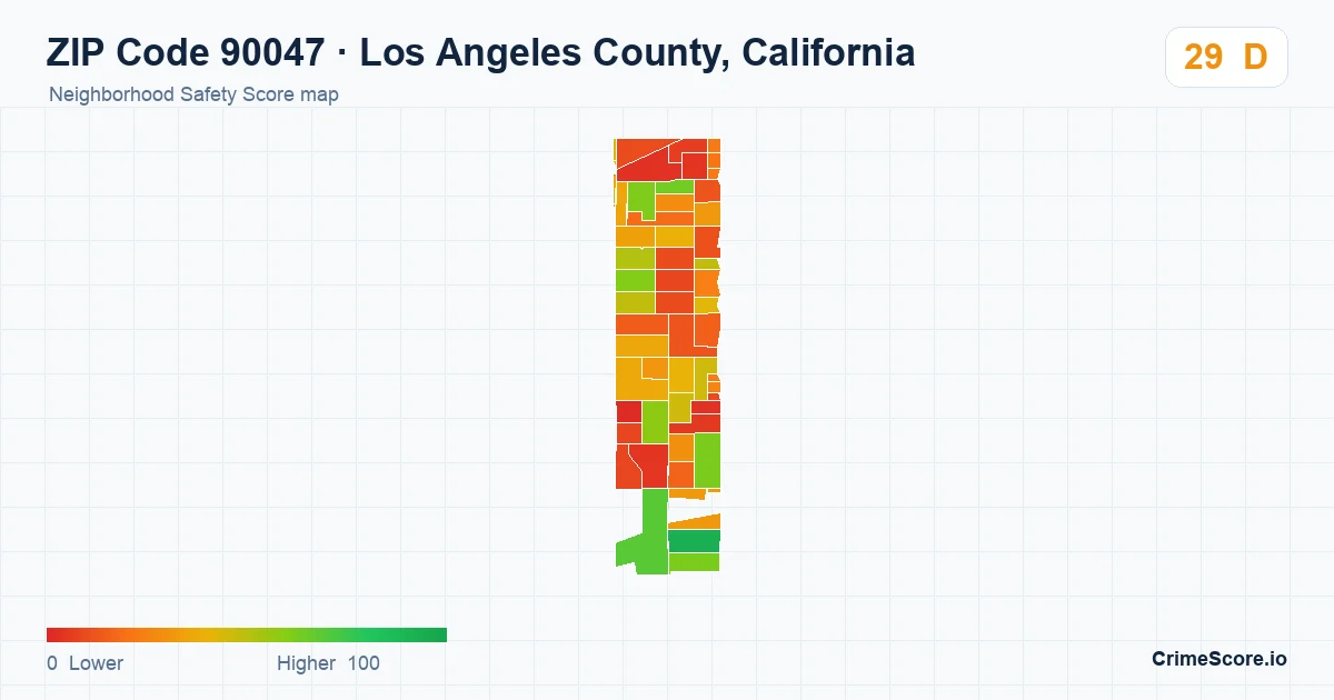 ZIP Code 90047 in Los Angeles County, California neighborhood Safety Score map