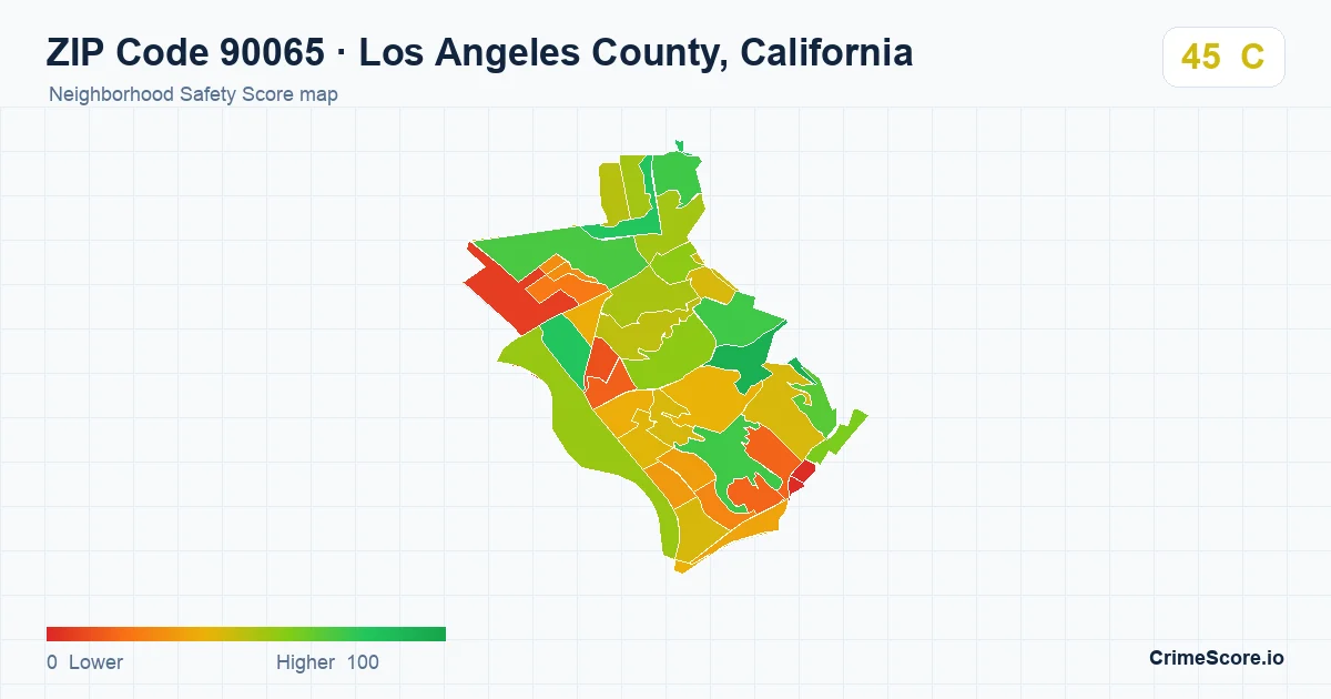 ZIP Code 90065 in Los Angeles County, California neighborhood Safety Score map