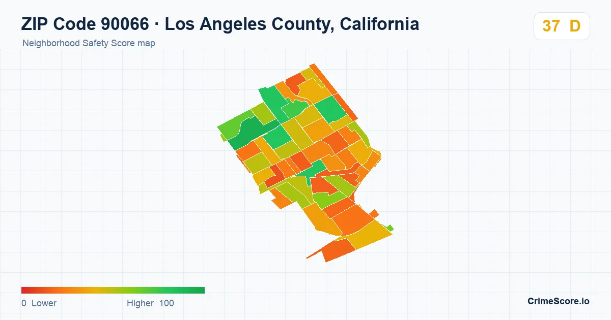 ZIP Code 90066 in Los Angeles County, California neighborhood Safety Score map
