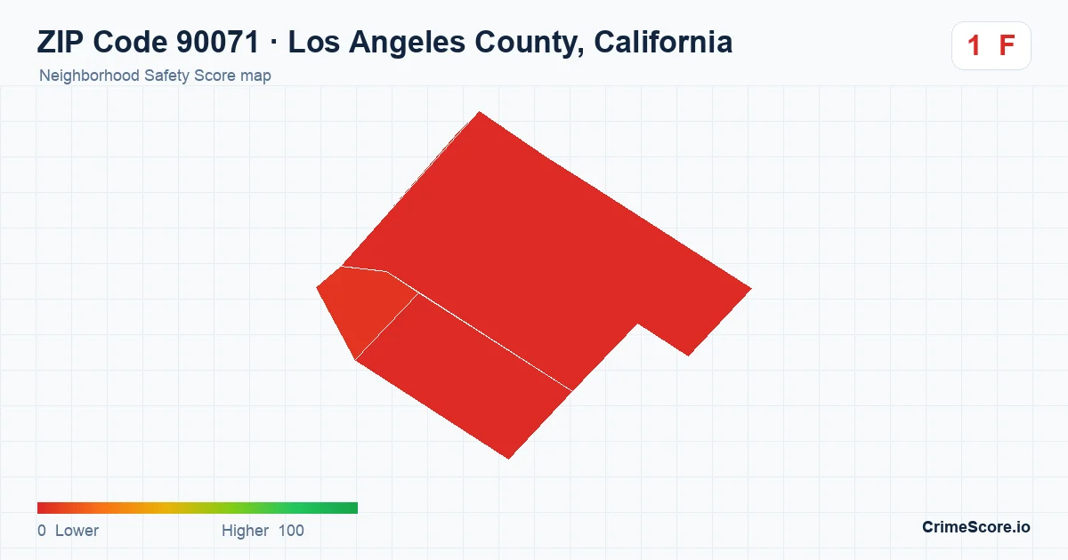 ZIP Code 90071 in Los Angeles County, California neighborhood Safety Score map