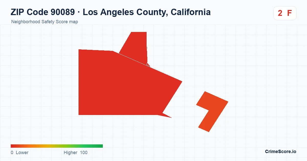 ZIP Code 90089 in Los Angeles County, California neighborhood Safety Score map