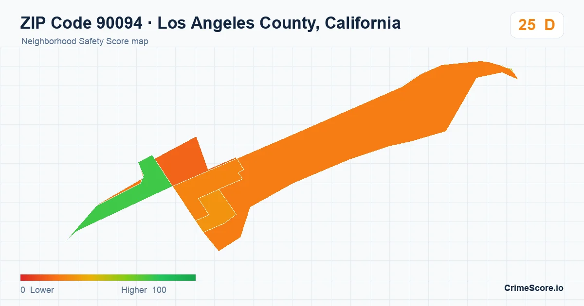 ZIP Code 90094 in Los Angeles County, California neighborhood Safety Score map