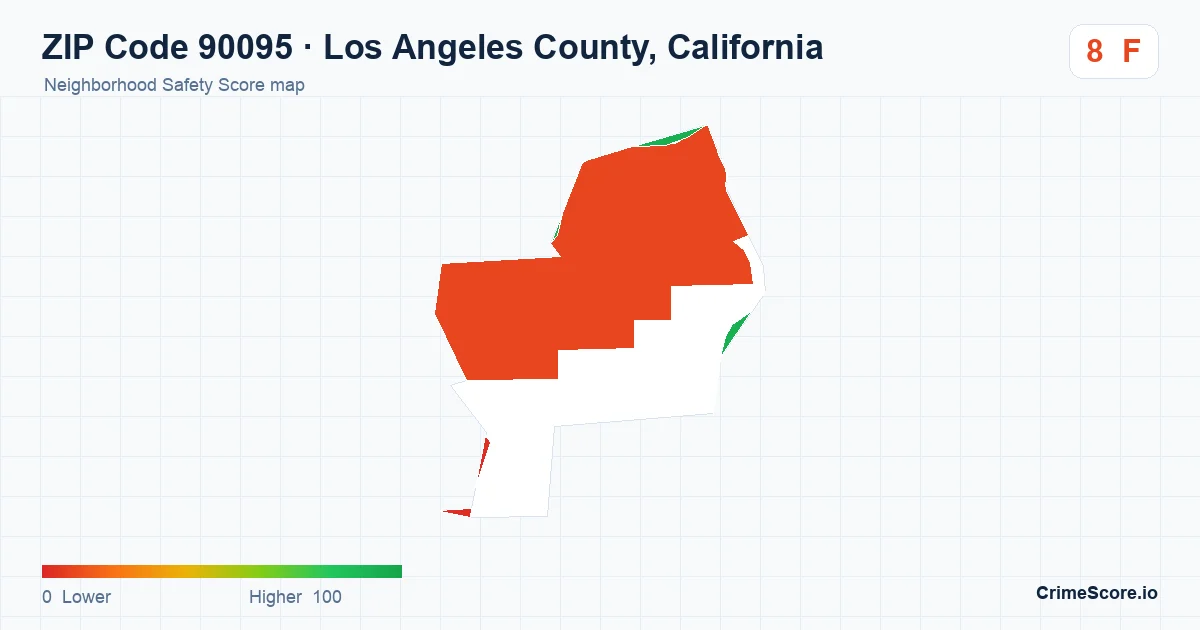 ZIP Code 90095 in Los Angeles County, California neighborhood Safety Score map