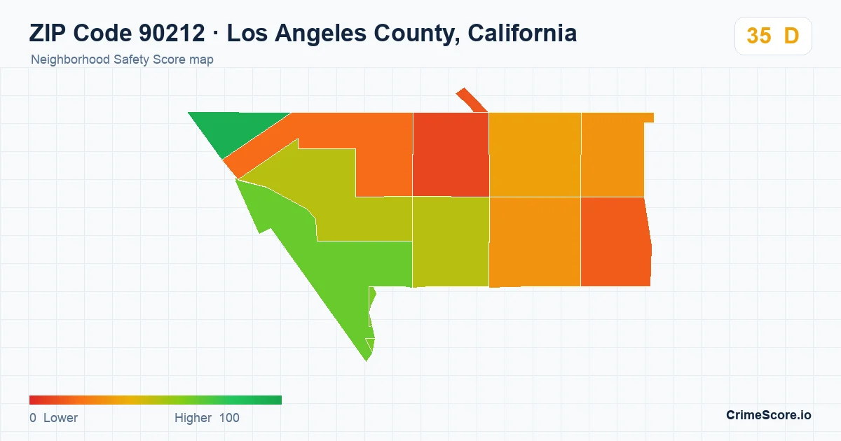 ZIP Code 90212 in Los Angeles County, California neighborhood Safety Score map