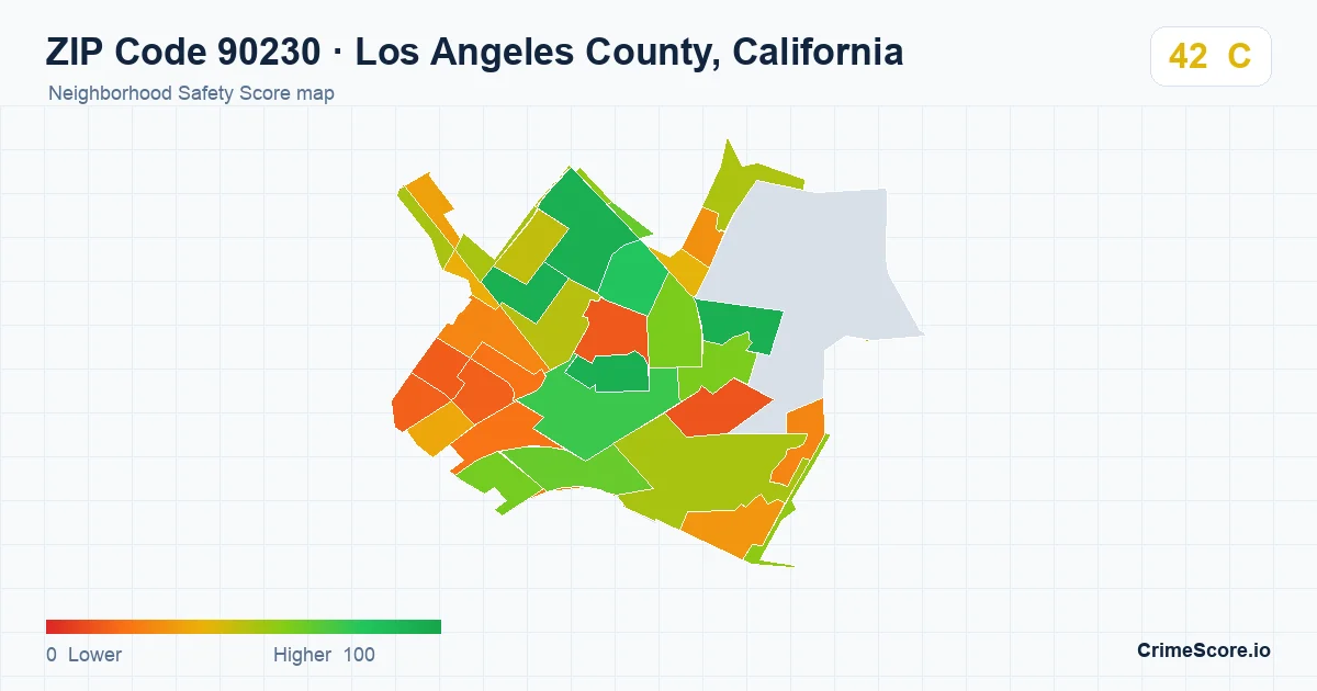 ZIP Code 90230 in Los Angeles County, California neighborhood Safety Score map