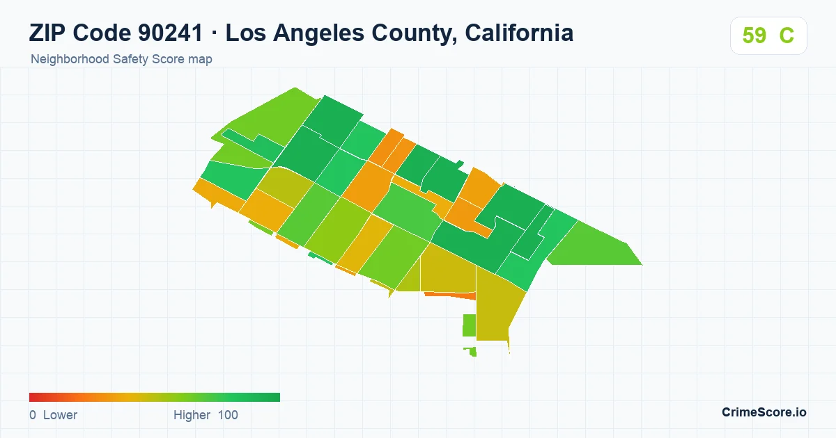 ZIP Code 90241 in Los Angeles County, California neighborhood Safety Score map