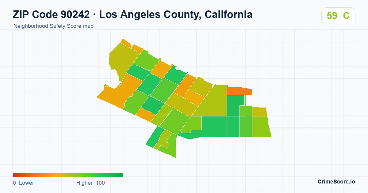 ZIP Code 90242 in Los Angeles County, California neighborhood Safety Score map