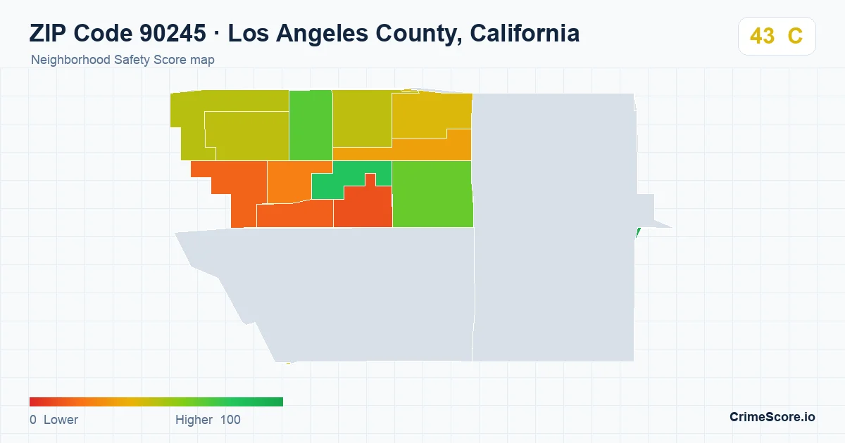 ZIP Code 90245 in Los Angeles County, California neighborhood Safety Score map