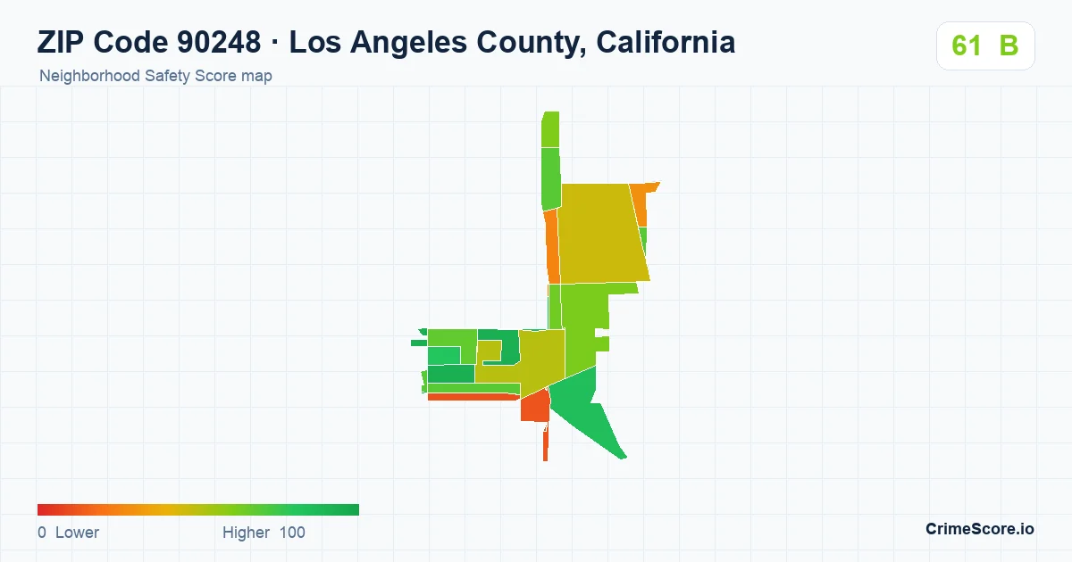 ZIP Code 90248 in Los Angeles County, California neighborhood Safety Score map