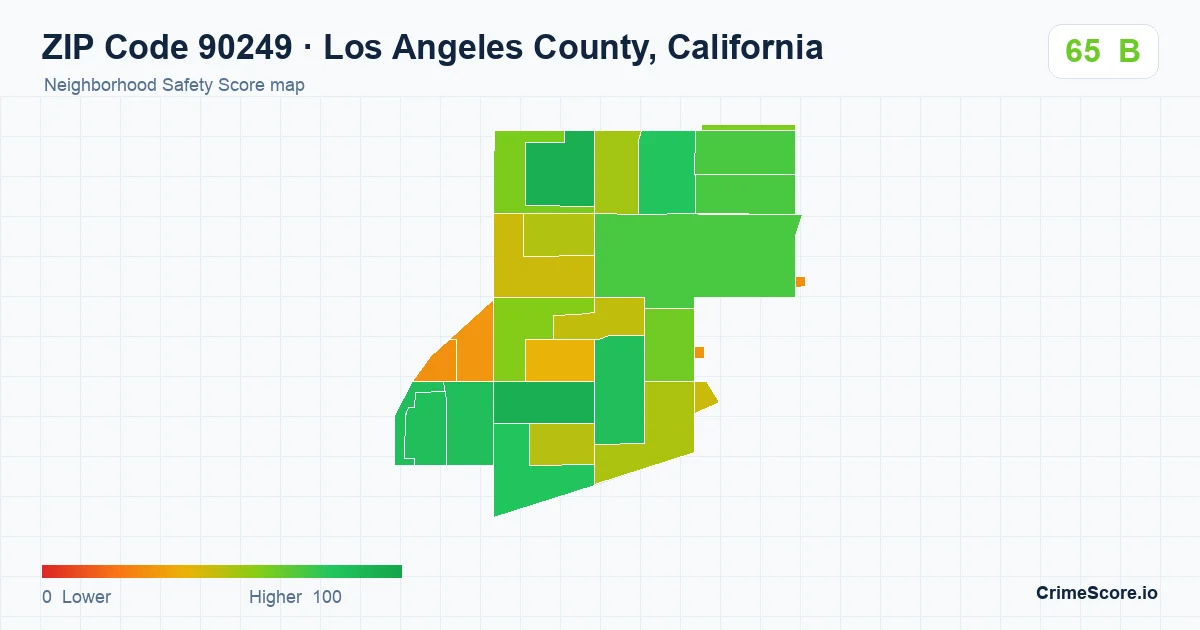 ZIP Code 90249 in Los Angeles County, California neighborhood Safety Score map