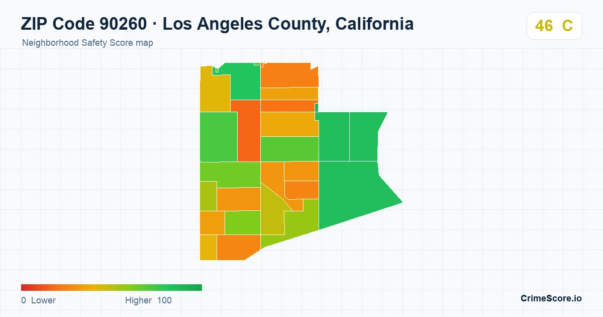ZIP Code 90260 in Los Angeles County, California neighborhood Safety Score map