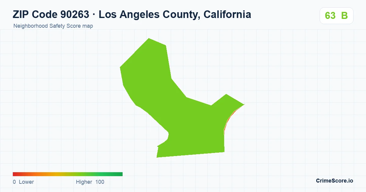 ZIP Code 90263 in Los Angeles County, California neighborhood Safety Score map
