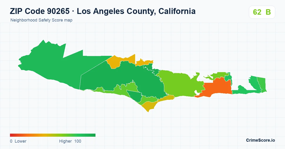 ZIP Code 90265 in Los Angeles County, California neighborhood Safety Score map