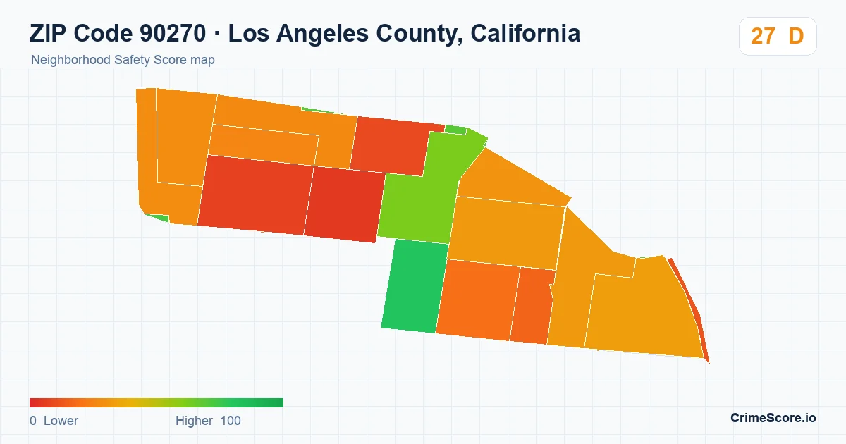 ZIP Code 90270 in Los Angeles County, California neighborhood Safety Score map